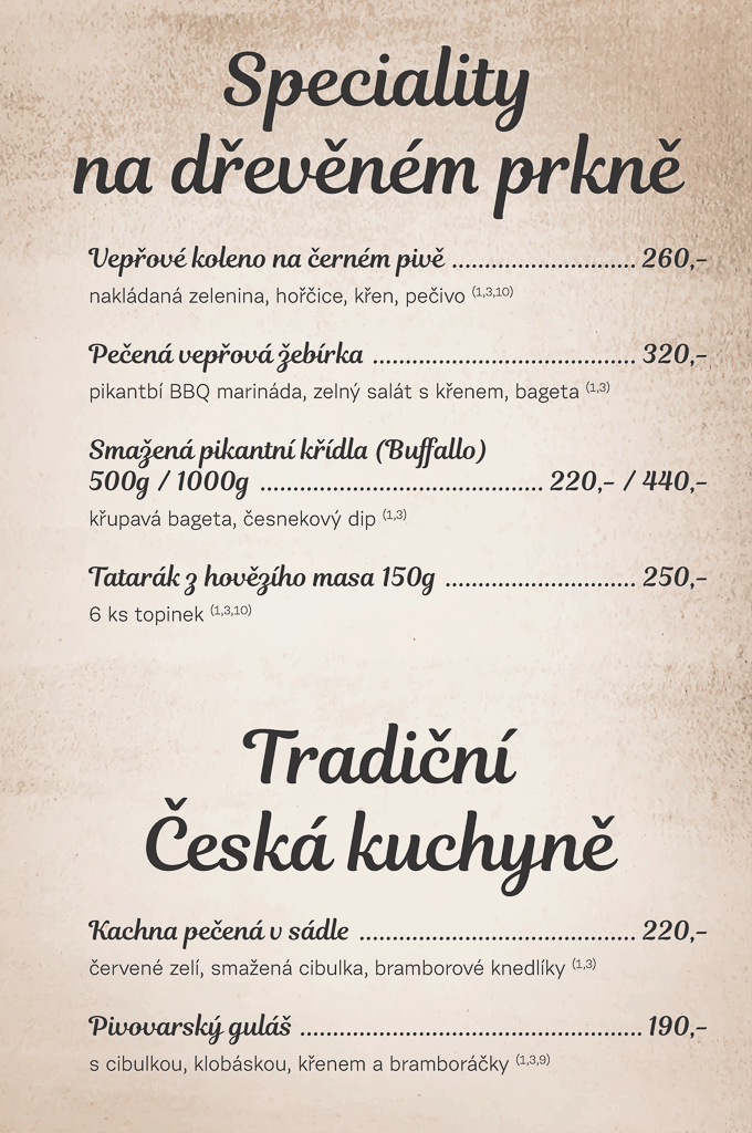 restaurace DALIBORKA CHODOV
Jídelní a nápojový lístek
www.daliborka.cz